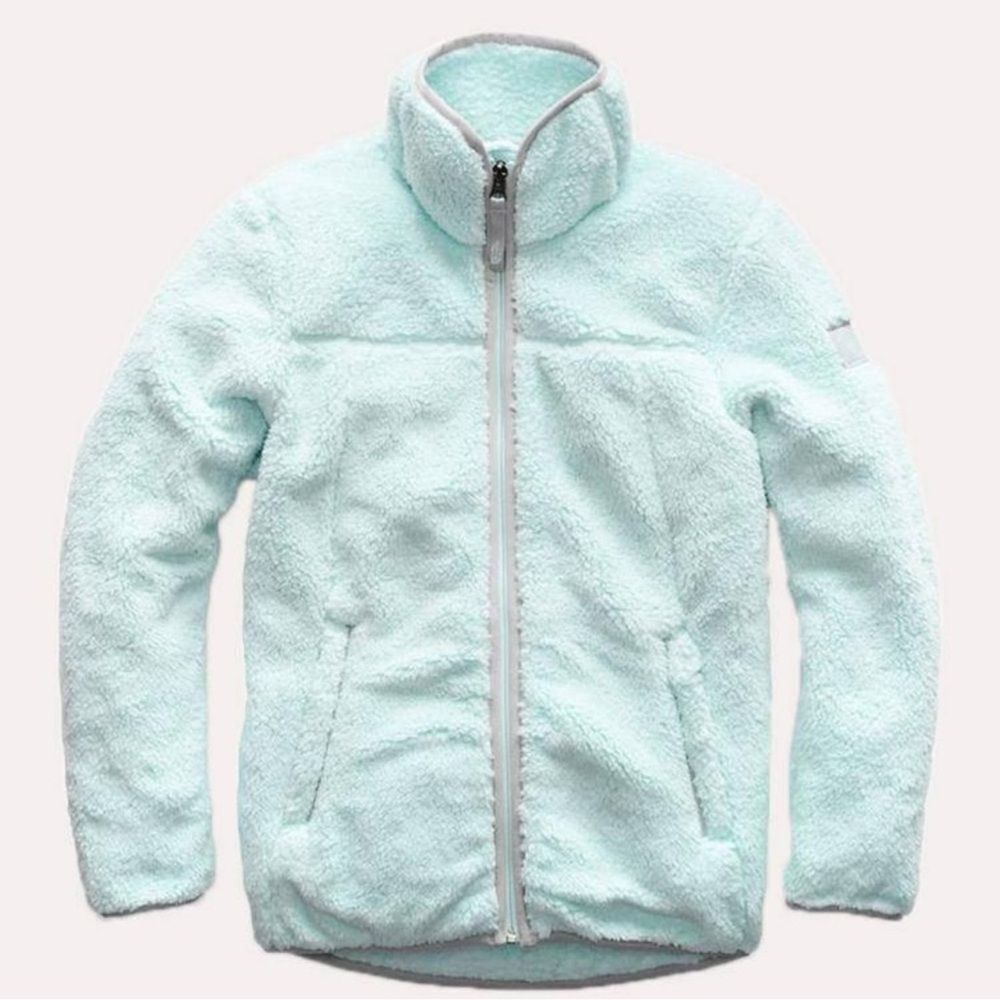 The North Face Campshire Fleece Cozy Sherpa Jacket Light Blue Mint Aqua Youth XL